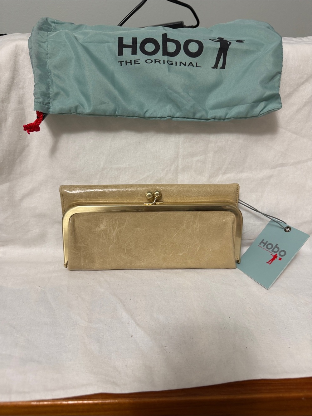 HOBO Gold Leather Kiss-Lock Clutch Wallet